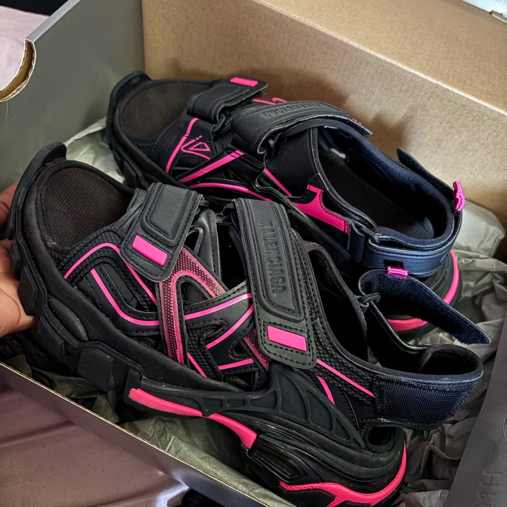 Balenciaga Black and Pink Sandals